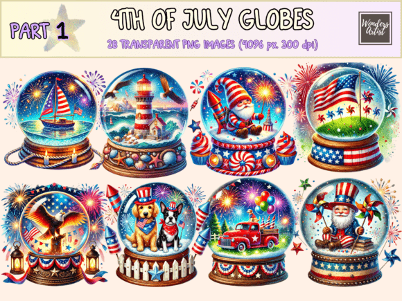 4th of July Globes Clipart: Festive Design Ideas