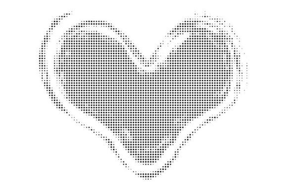 Abstract Black Halftone Doted Heart