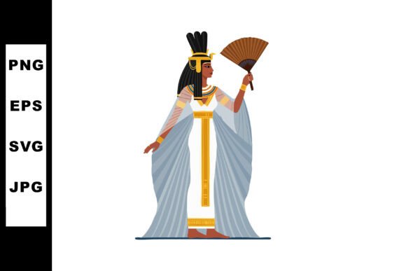 Ancient Egyptian Queen Holding Decorative Fan