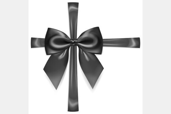 Beautiful Black Bow with Cross Ribbons