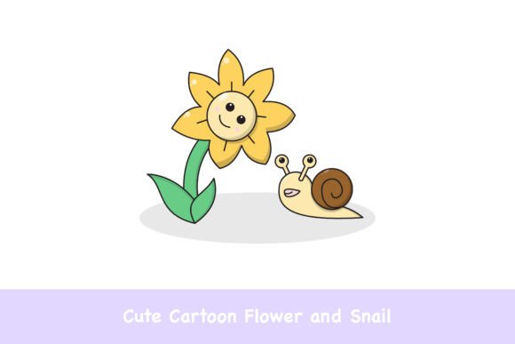 Bringing Joy to Design: The Versatility of Cute Cartoon Flower and Snail Illustrations