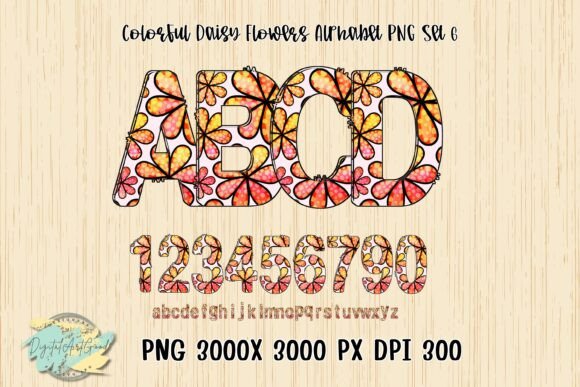 Colorful Daisy Flowers Alphabet PNG Set6