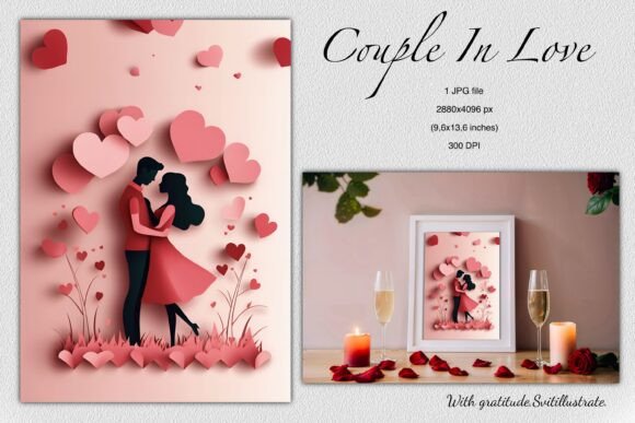 Couple in Love Paper Art Illustration: A Versatile Asset for Romantic Design