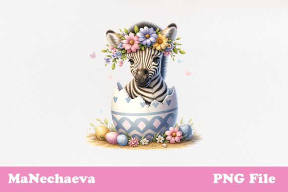 Creative Applications for Cute Easter Baby Zebra in Egg Clipart in Modern Design