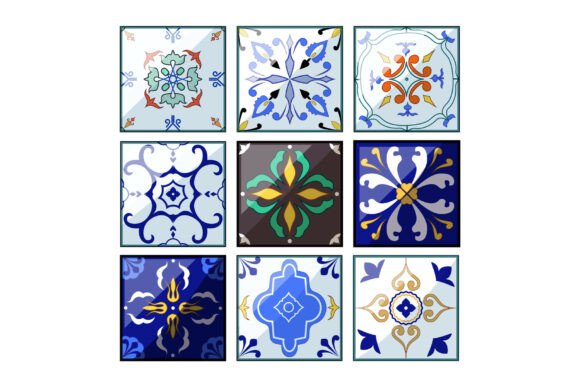 Elevate Design with Azulejos Ornament Tile Set Cartoon