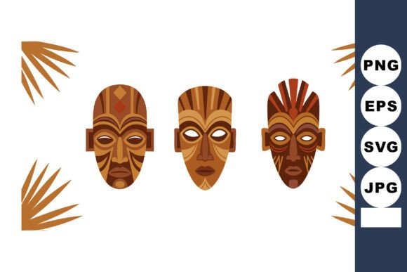 Elevating Brand Narratives with Authentic African Tribal Masks Vector Art