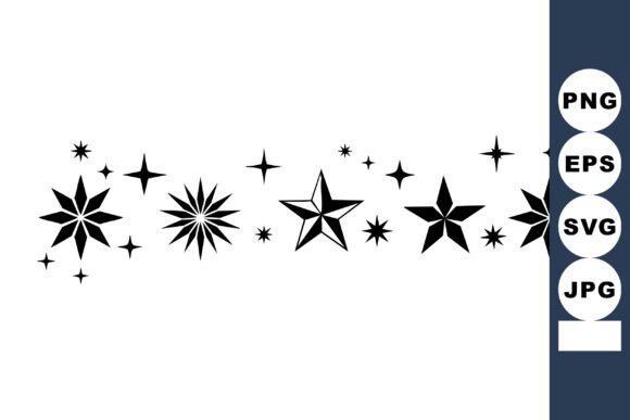 Elevating Design Projects with Black Star and Sparkle Shapes Vector Ill