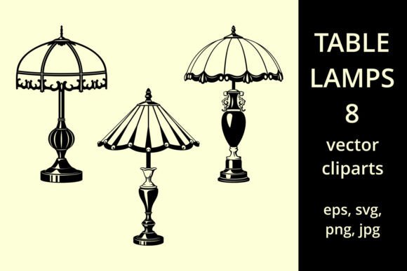 Elevating Digital Design Workflows with a Versatile Table Lamps Set and Vector Clipart Collection