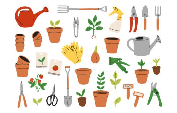 Elevating Visual Storytelling with a Gardening Tool Set Illustration