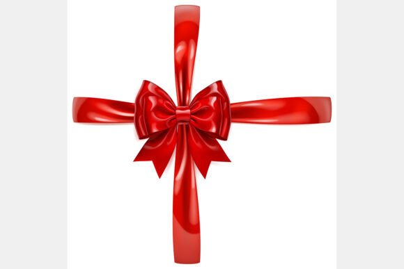 Enhancing Visual Design with a Beautiful Red Bow with Cross Ribbons