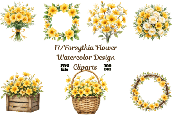 Forsythia Watercolor Clipart Guide