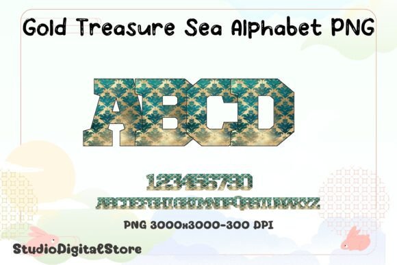 Gold Treasure Sea Alphabet PNG