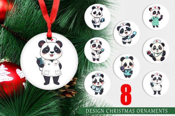 Ornament Nurse Panda: Festive Holiday Decor