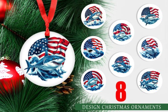 Ornament Shark 4th of July Designs