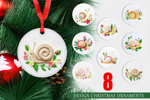 Ornament Snail Embroidery: Festive Designs