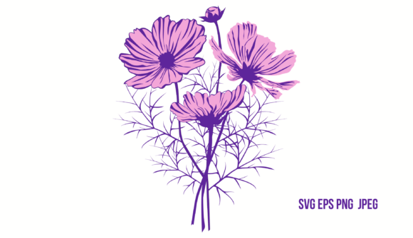 Pink Bouquet Cosmos: Elevating Design with Delicate Floral Illustrations
