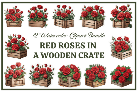 Red Roses in Wooden Crates: A Rustic Bundle