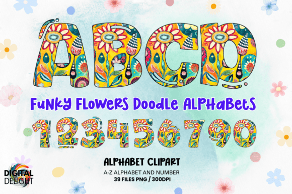 Unleashing Creativity with Funky Flowers Doodle Alphabets PNG