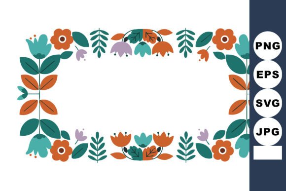 Vibrant Orange & Teal Floral Frame for Design